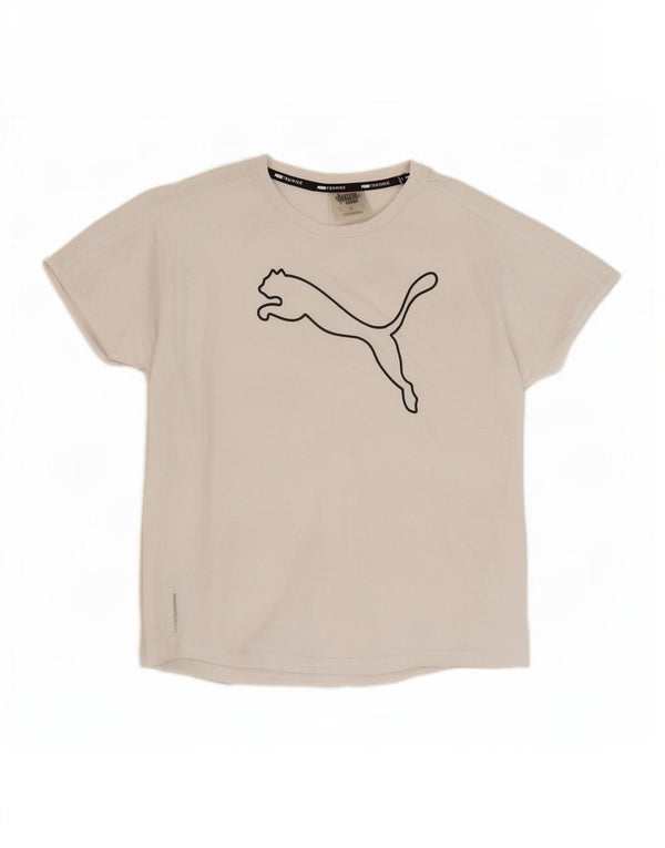 Puma Damen Grafik T-Shirt Top UK 16 Large Weiß Polyester