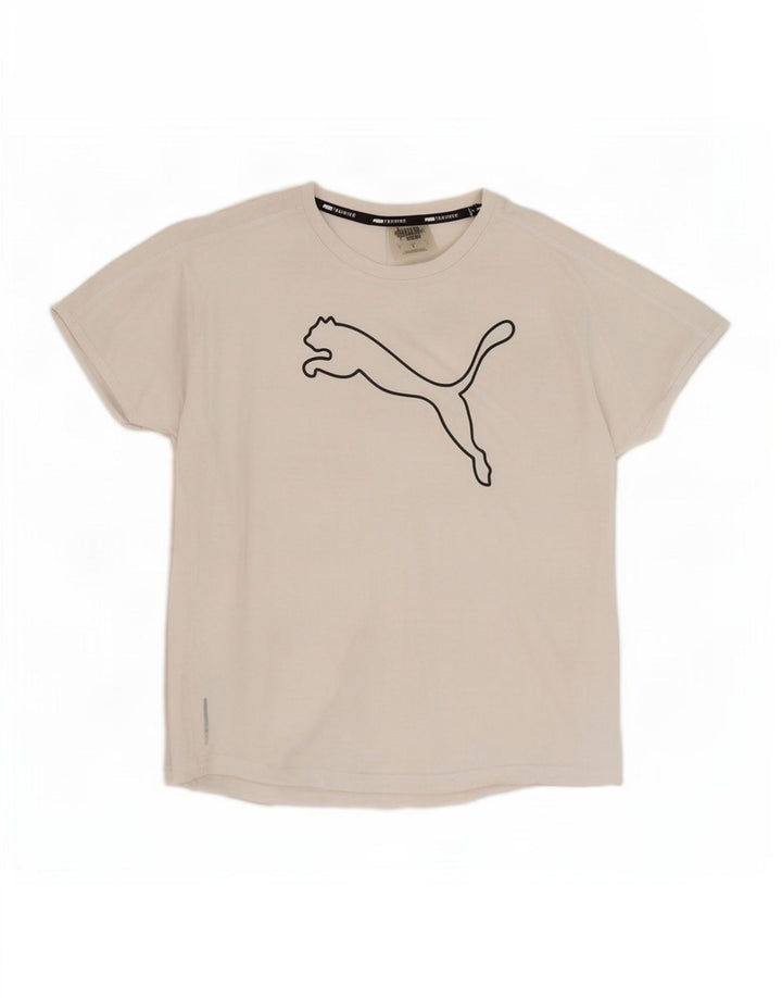 Puma Damen Grafik T-Shirt Top UK 16 Large Weiß Polyester