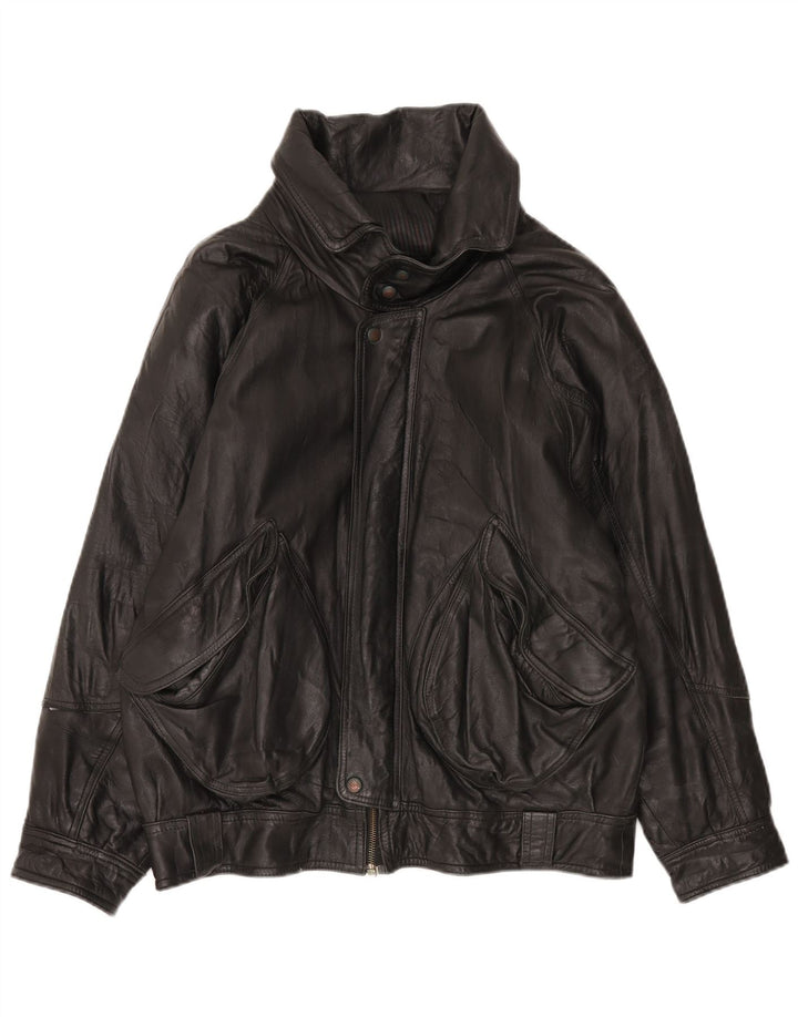 Vintage Herren Lederjacke UK 42 XL Schwarzes Leder