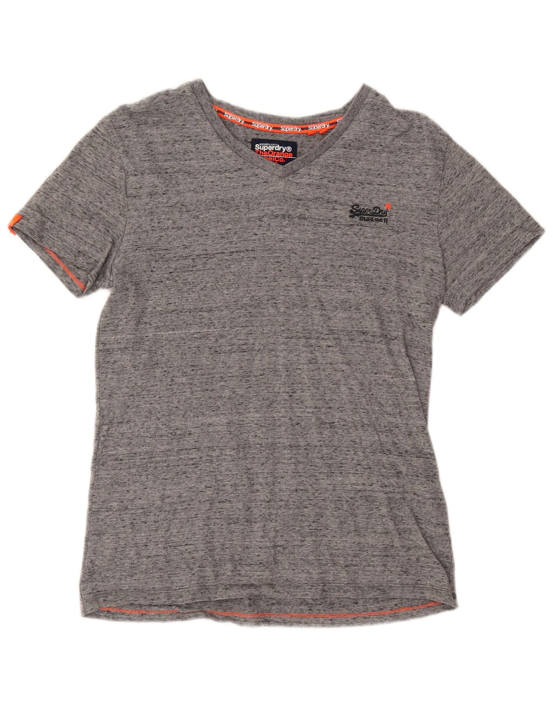 SUPERDRY Herren-T-Shirt-Oberteil, klein, grau gesprenkelte Baumwolle