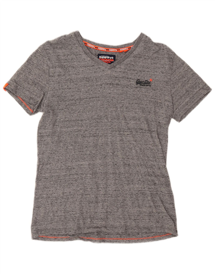 SUPERDRY Herren-T-Shirt-Oberteil, klein, grau gesprenkelte Baumwolle