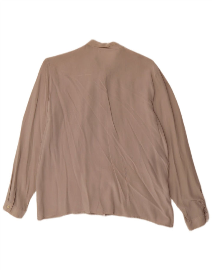Vintage Damen-Hemdbluse mit Krawatte vorne, IT 44, mittelgraue Seide