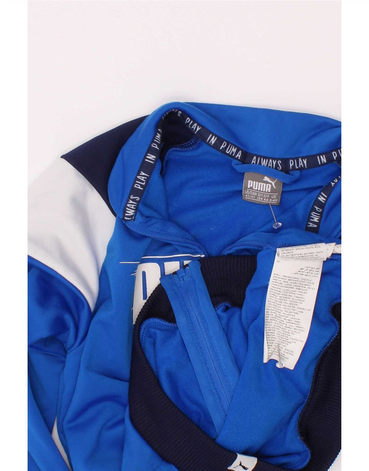 Puma Jungen Grafik-Trainingsanzug-Top-Jacke, 3–4 Jahre, blaues Farbblock-Polyester