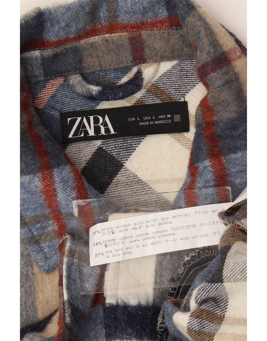 ZARA Damen Overshirt Flanellhemd UK 16 Großes mehrfarbiges Karomuster