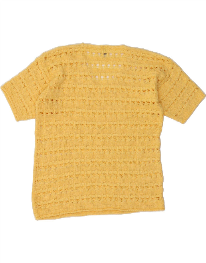 REDOK Womens Knit Blouse Top UK 14 Medium Yellow Cotton Vintage Redok and Second-Hand Redok from Messina Hembry 