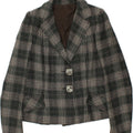 VINTAGE Womens 2 Button Blazer Jacket UK 14 Medium Green Houndstooth Vintage Vintage and Second-Hand Vintage from Messina Hembry 