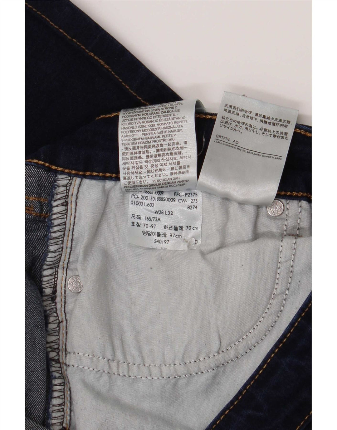 Levi's Damen 715 Bootcut Jeans W28 L26 Marineblau Baumwolle