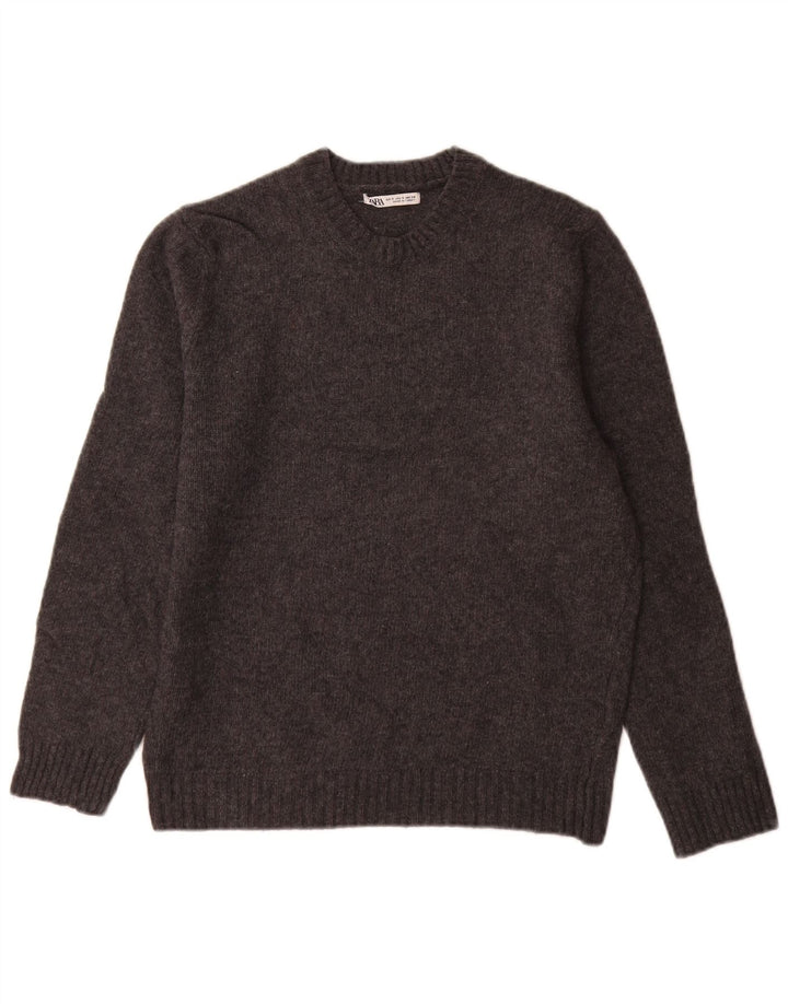 Zara Herren-Pullover mit Rundhalsausschnitt, kleine graue Wolle
