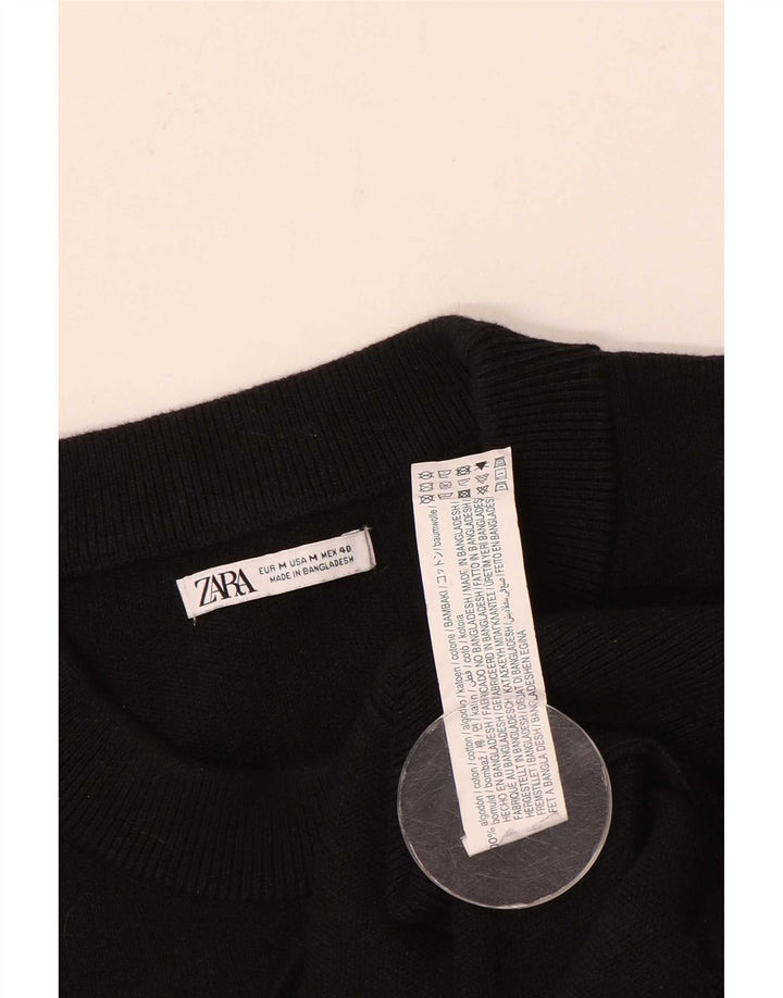 Zara Herren-Pullover mit Rundhalsausschnitt, mittlere schwarze Baumwolle