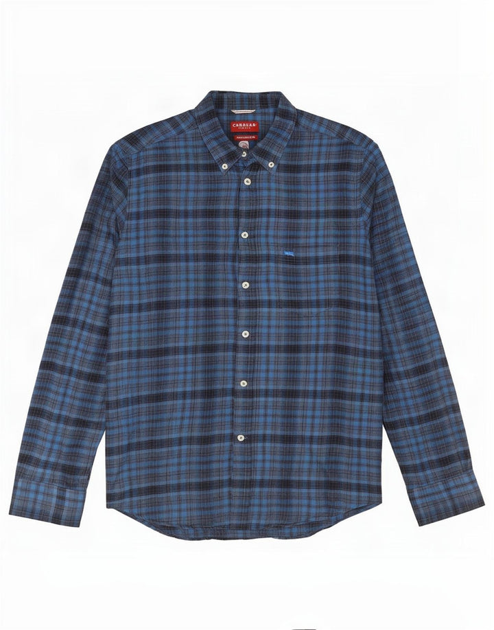 Carrera Herren-Flanellhemd mit normaler Passform, groß, marineblau, kariert, Baumwolle