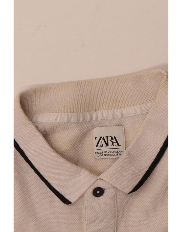 Zara Herren Poloshirt XL Weiß Colourblock