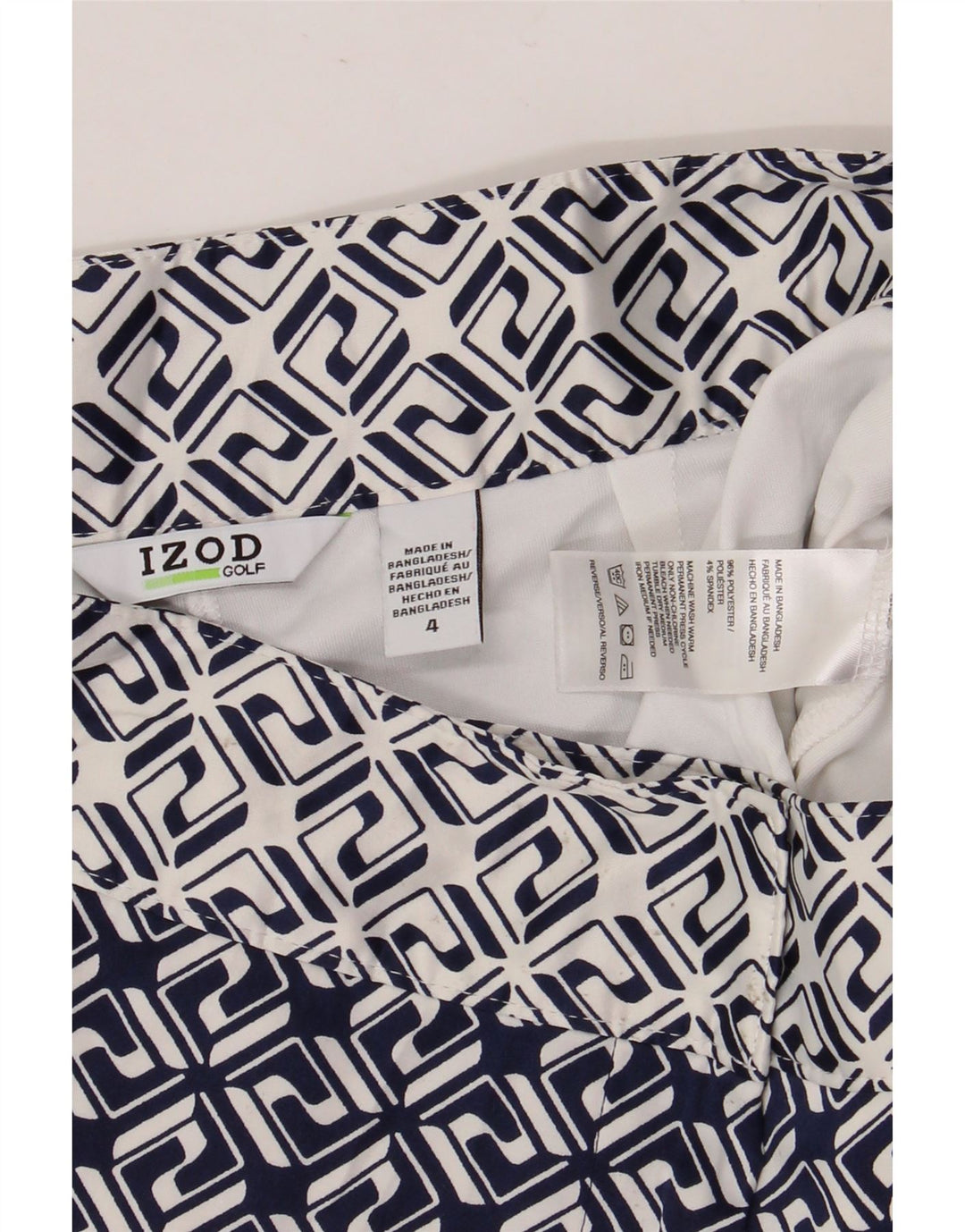 IZOD Damen Minirock US 4 Small W30 Marineblaues geometrisches Polyester