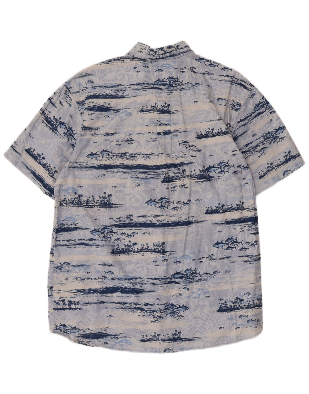 Columbia Herren-Kurzarmhemd mit abstraktem Muster, mittelblaue Baumwolle