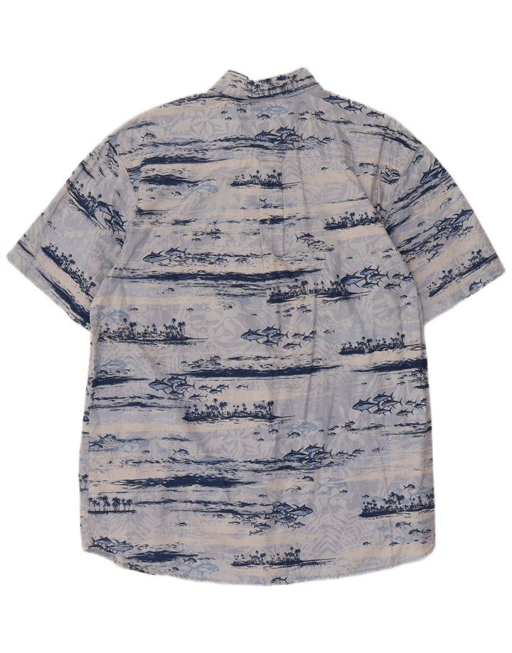 Columbia Herren-Kurzarmhemd mit abstraktem Muster, mittelblaue Baumwolle