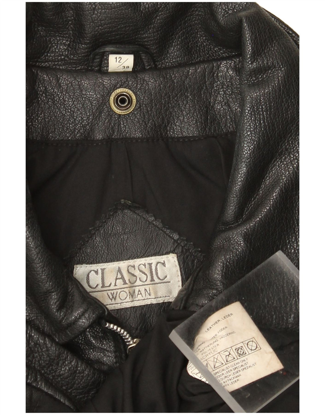 CLASSIC Damen Lederjacke UK 12 Mittelschwarzes Leder