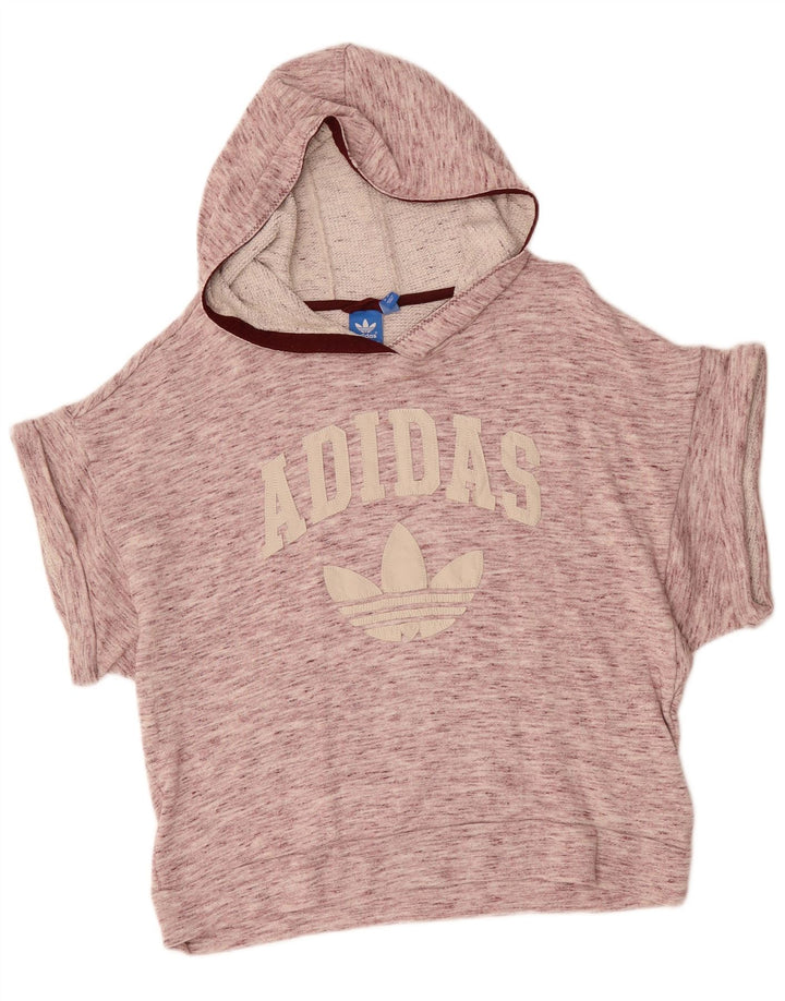 ADIDAS Damen Übergroßer Kurzarm-Hoodie-Pullover UK 8 Small Burgund