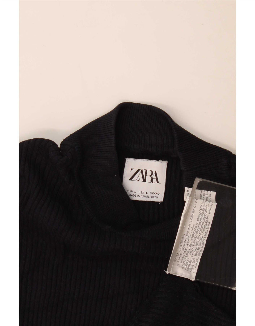 Zara Herren-Top, langärmelig, groß, Marineblau, Viskose