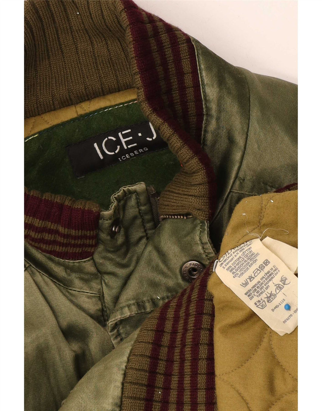 Iceberg Herren-Bomberjacke mit Grafik, UK 42, XL, grüne Baumwolle