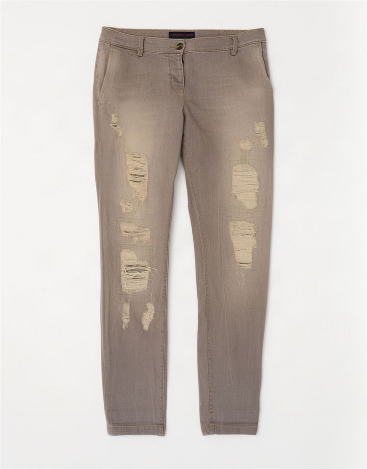Trussardi Damen Distressed Slim Jeans W26 L30 Graue Baumwolle