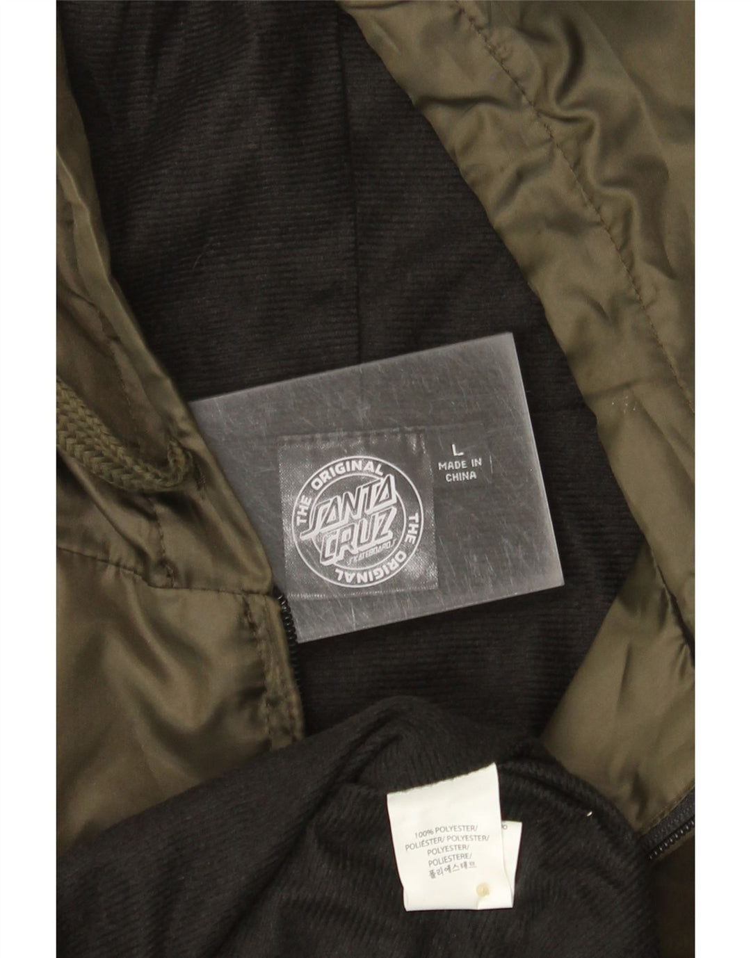 Santa Cruz Herren-Bomberjacke mit grafischer Kapuze, UK 40, Größe L, Khaki, Polyester