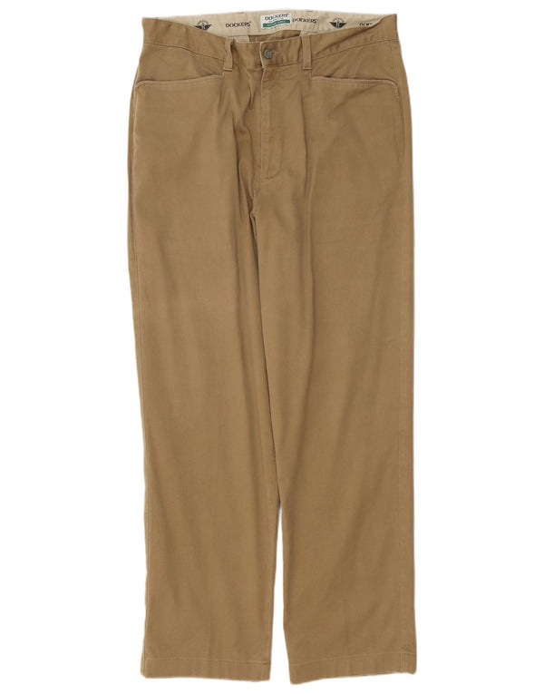 DOCKERS Herren Khakis Straight Casual Hose W34 L30 Beige Baumwolle