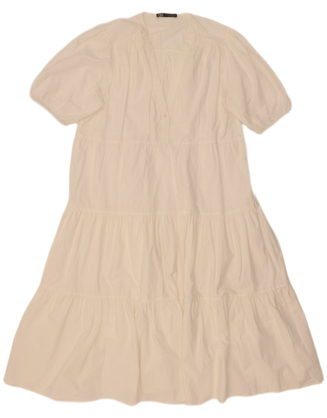 Zara Damen-Stufenkleid UK 14 Mittelweiß