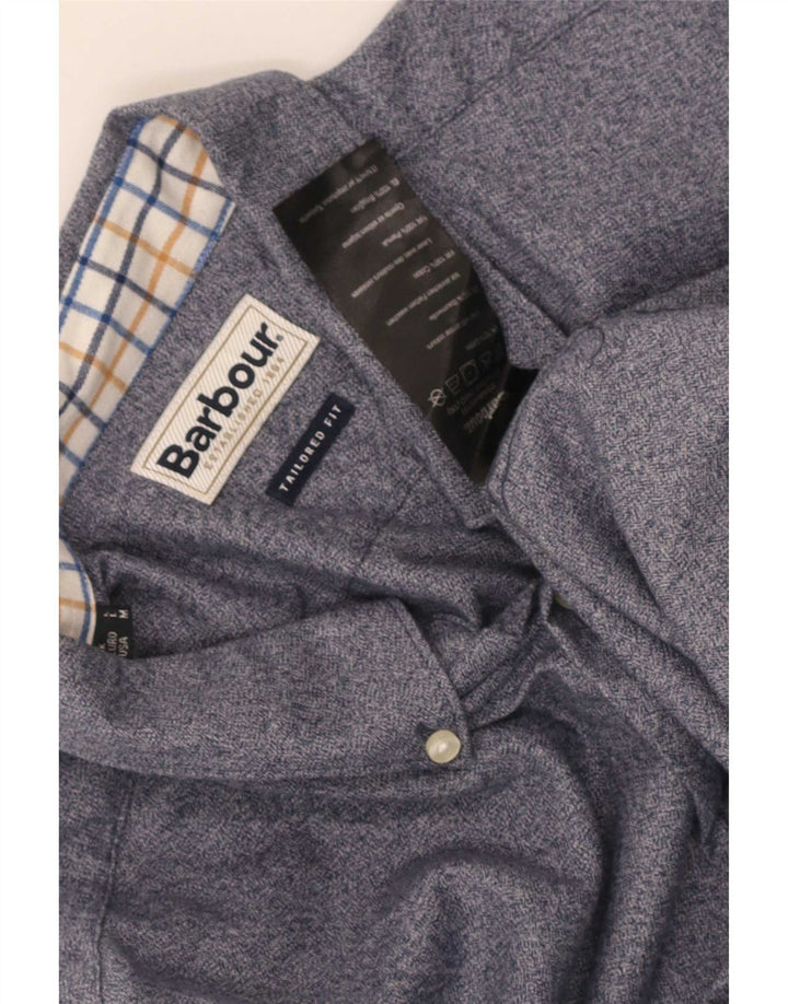 Barbour Herren-Hemd mit maßgeschneiderter Passform, mittelblau gefleckte Baumwolle