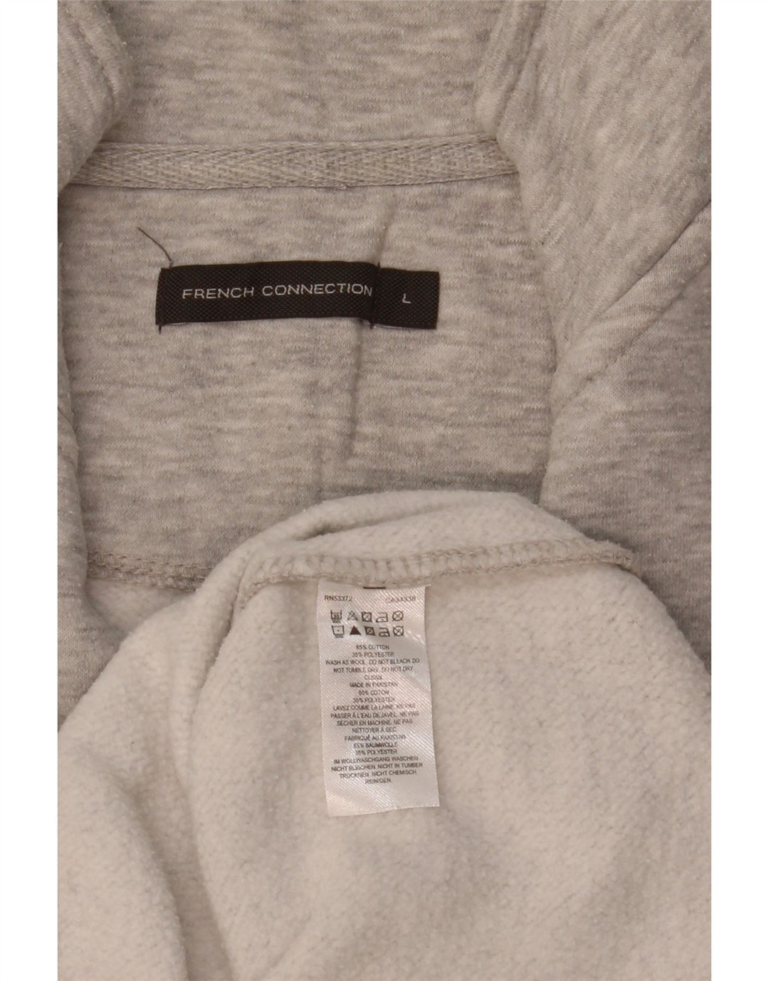 French Connection Herren-Sweatshirt mit Reißverschluss am Hals, groß, grau gesprenkelte Baumwolle