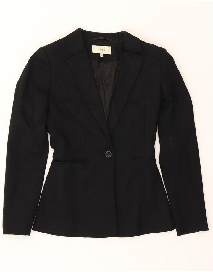 REISS Womens 1 Button Blazer Jacket UK 4 XS Black Wool Vintage Reiss and Second-Hand Reiss from Messina Hembry 