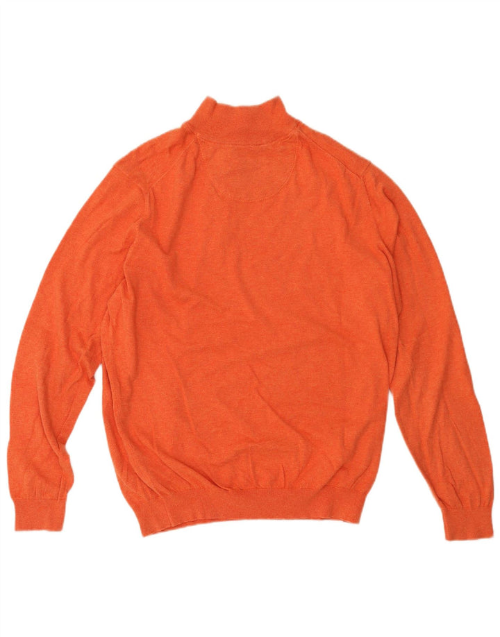Massimo Dutti Herren-Pullover mit Reißverschluss am Hals, Mittelorange