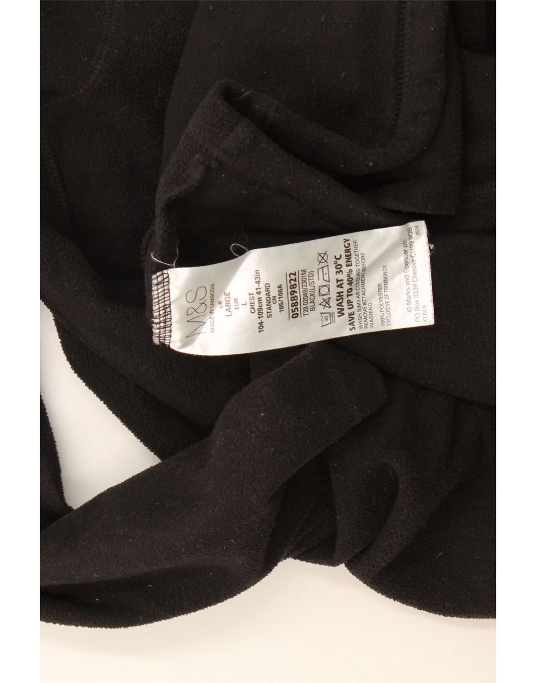 Marks & Spencer Herren Fleecejacke UK 40 Large Schwarz Polyester