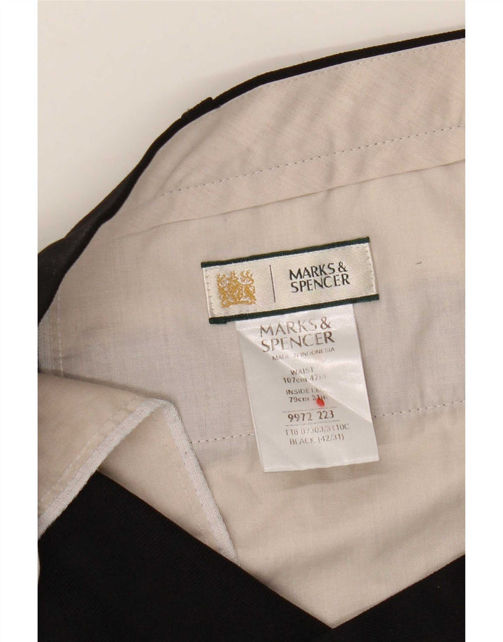 Gerade Herren-Anzughose von Marks & Spencer, W42, L31, schwarzes Polyester