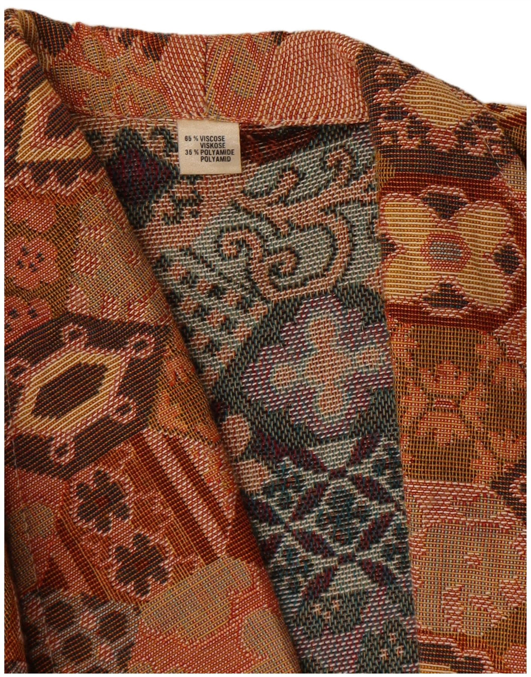 Vintage Damen Crop Blazer Jacke UK 14 Mittelbraun Geometrisch