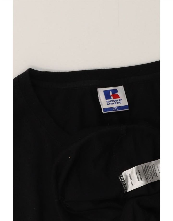 RUSSELL ATHLETIC Herren Grafik T-Shirt Top 2XL Schwarz Baumwolle