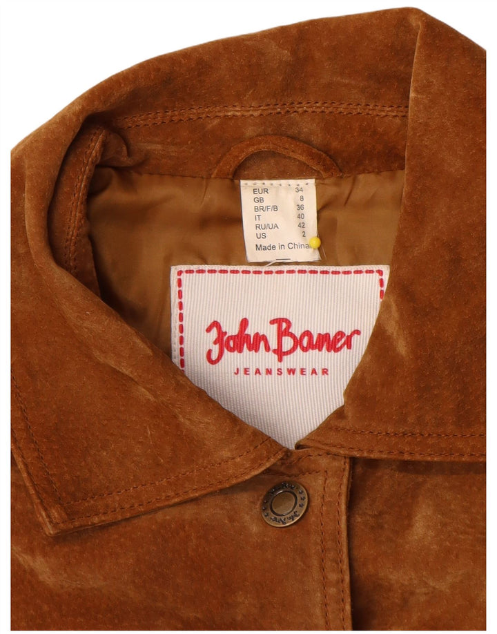 John Baner Damen Wildlederjacke UK 8 Small Braunes Leder