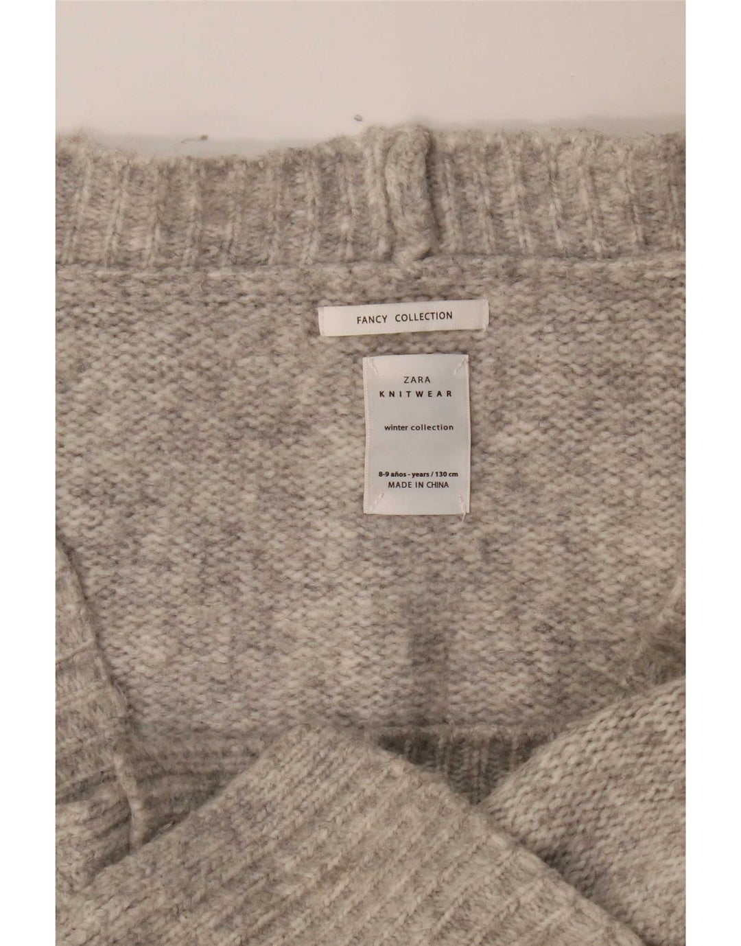 Zara Mädchen-Cardigan-Pullover, 8–9 Jahre, grau meliert