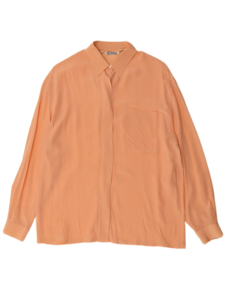 Vintage Damen übergroße Hemdbluse UK 10 kleine rosa Seide