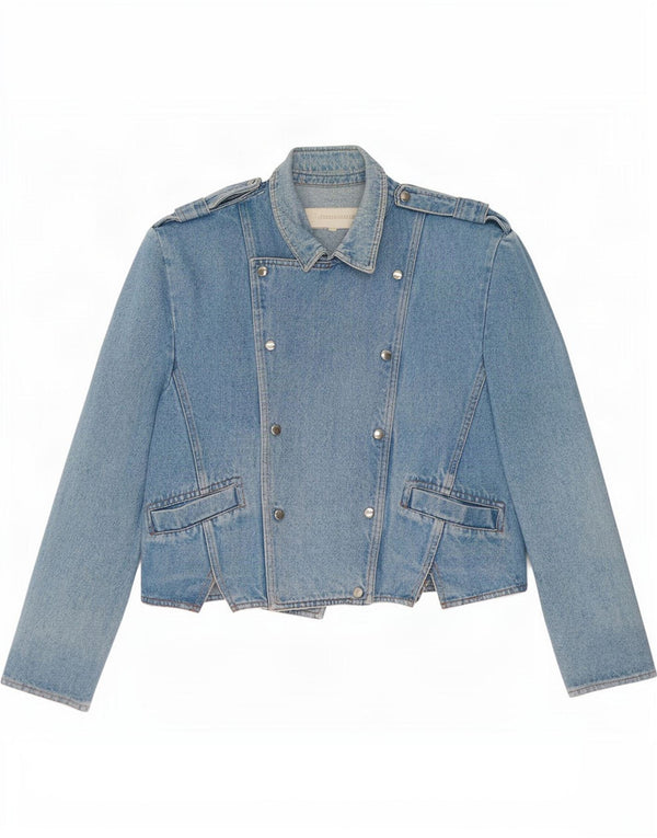 Vintage Damen Militär-Jeansjacke IT 46 Große blaue Baumwolle