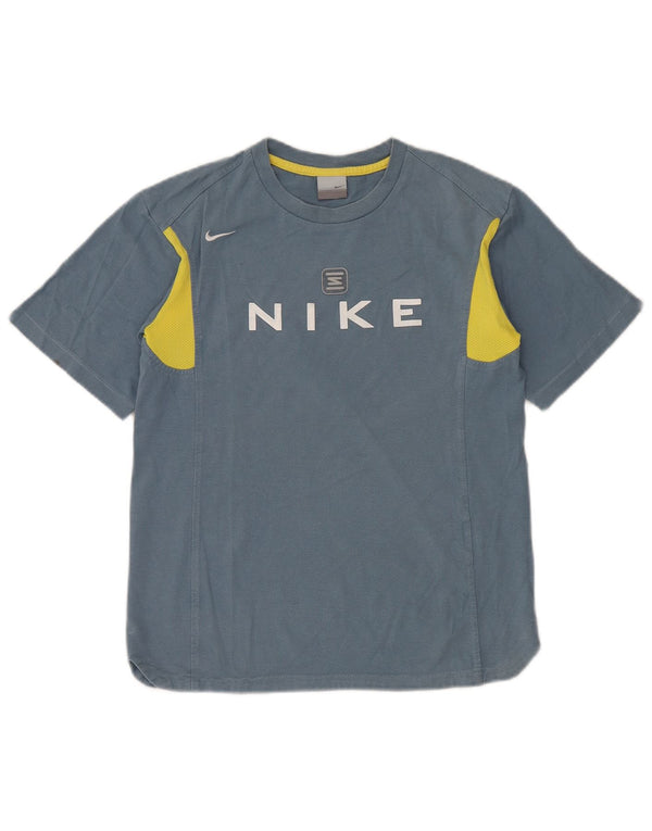 Nike Grafik-T-Shirt für Jungen, 12–13 Jahre, groß, blaue Farbblock-Baumwolle