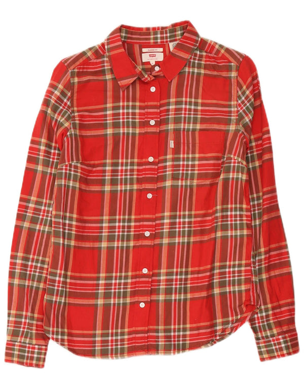 Levi's Damen-Flanellhemd mit klassischer Passform, UK 10, klein, rot kariert, Baumwolle