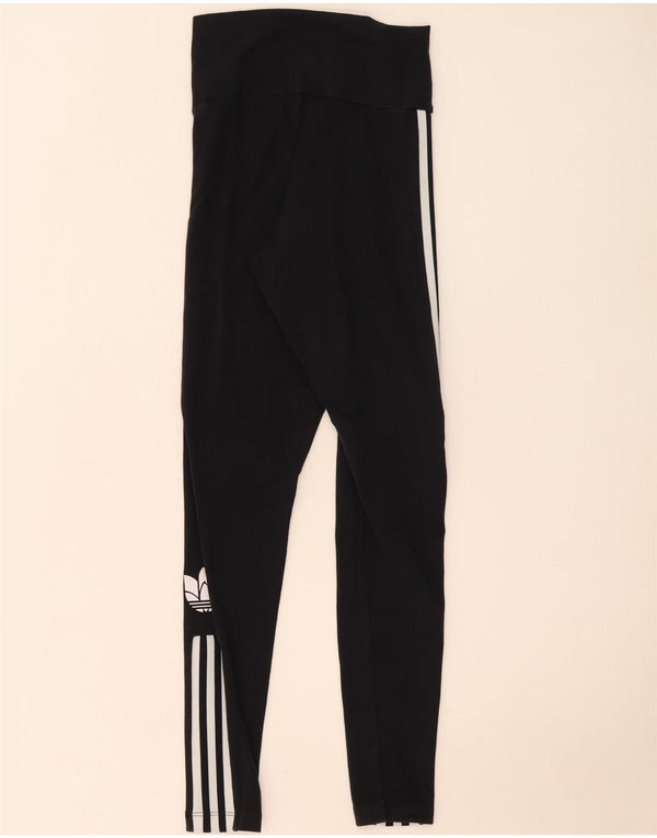 Adidas Damen Leggings UK 8 Small Schwarz Baumwolle