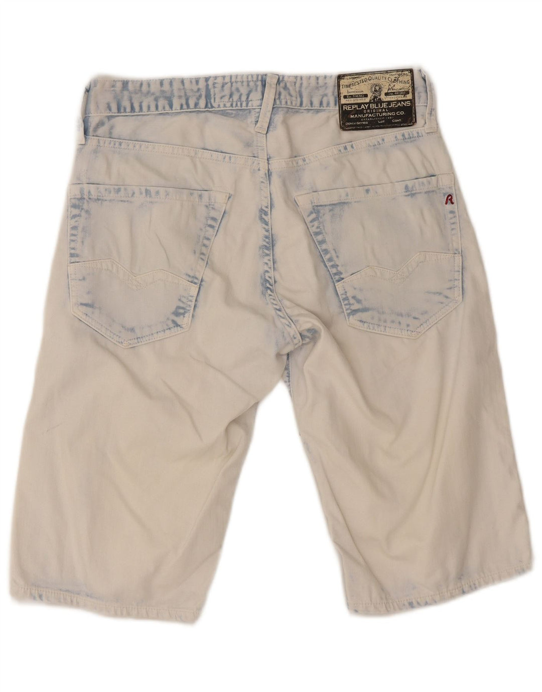 Replay Herren-Bermudashorts aus Denim in Acid-Waschung, W28, mittelblaue Baumwolle