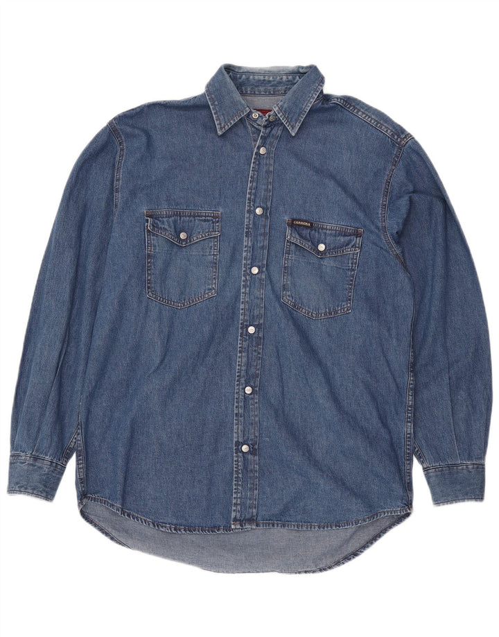 Carrera Herren-Jeanshemd, Größe 39/40, mittelblaue Baumwolle