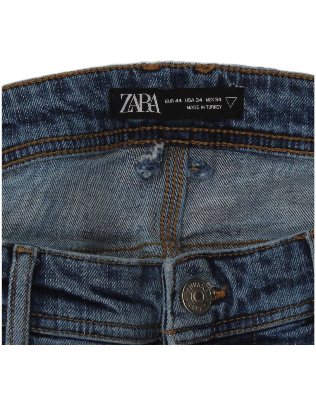 ZARA Herren Graphic Distressed Slim Jeans EU 44 Large W34 L30 Blau