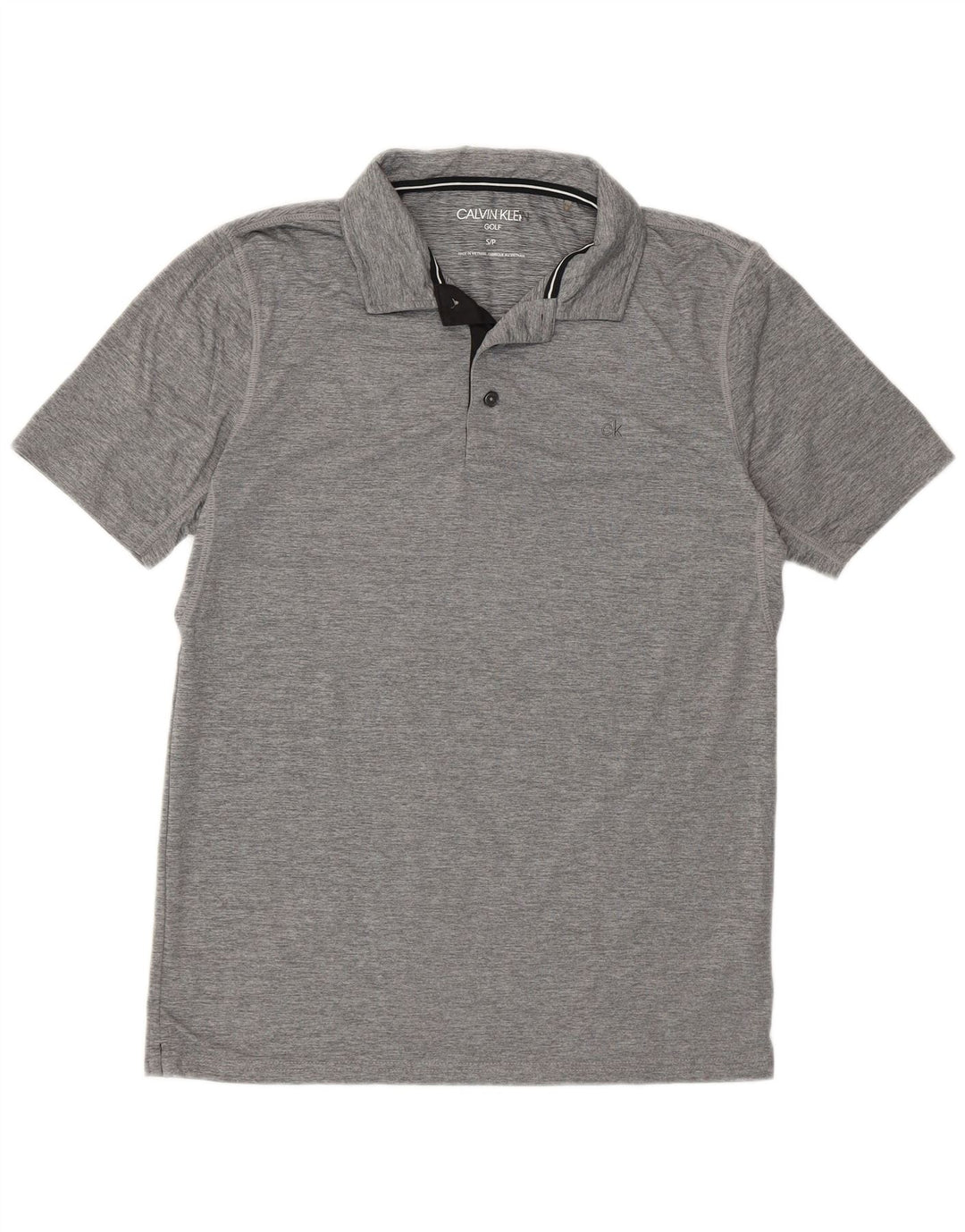 Calvin Klein Herren-Golf-Poloshirt, klein, grau geflecktes Polyester
