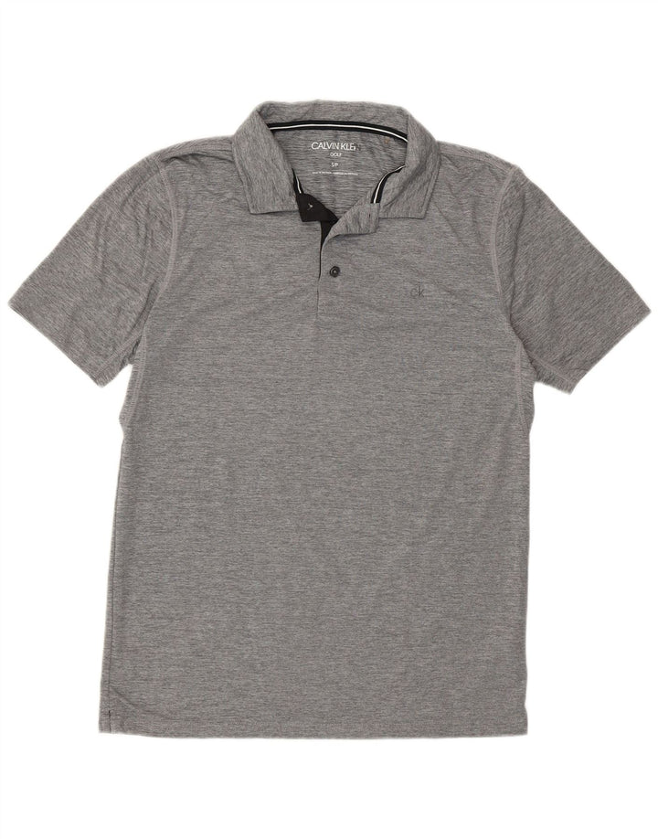 Calvin Klein Herren-Golf-Poloshirt, klein, grau geflecktes Polyester
