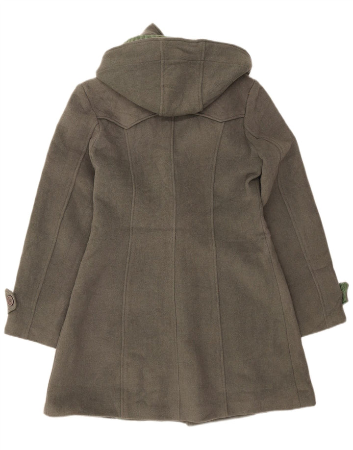 VINTAGE Damen Dufflecoat mit Kapuze UK 16 Große graue Wolle