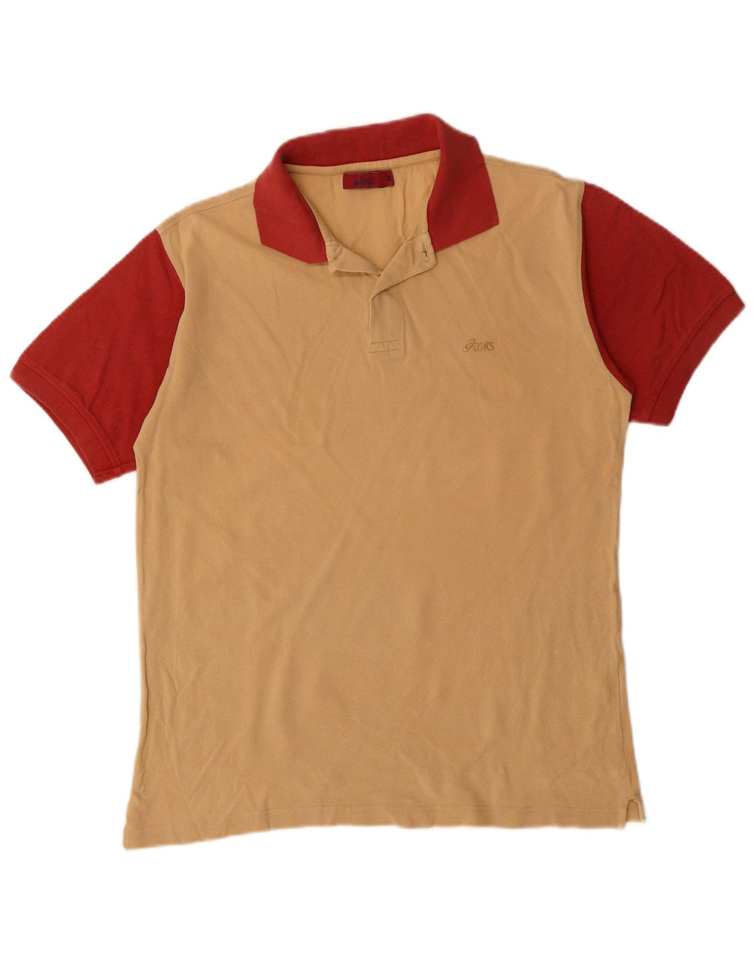 ASICS Herren-Rugby-Poloshirt aus mittelbeigefarbener Colourblock-Baumwolle