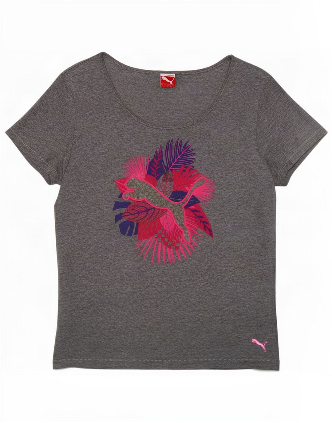 Puma Damen Graphic T-Shirt Top UK 12 Mittelgrau