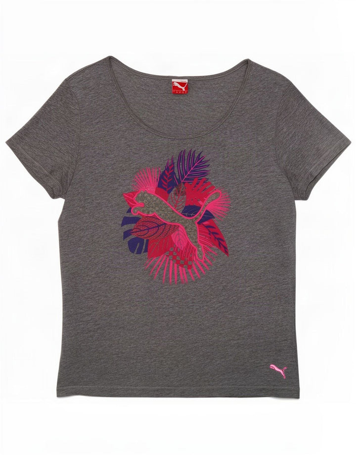 Puma Damen Graphic T-Shirt Top UK 12 Mittelgrau